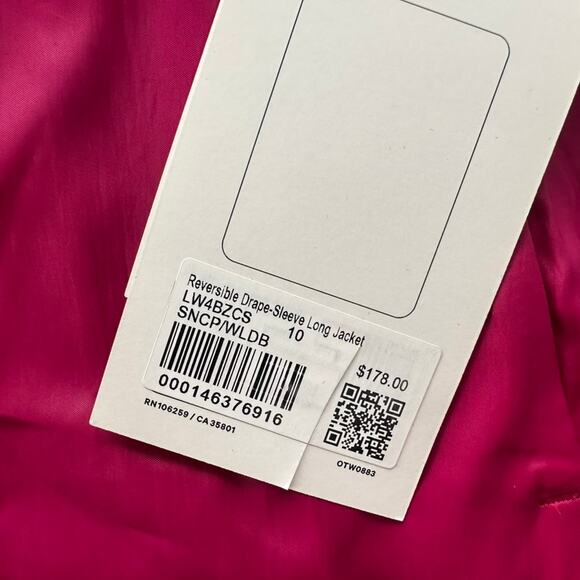 Lululemon Reversible Drape-Sleeve Long Jacket Sonic Pink Wild Berry Size 10 NEW - Picture 5 of 7